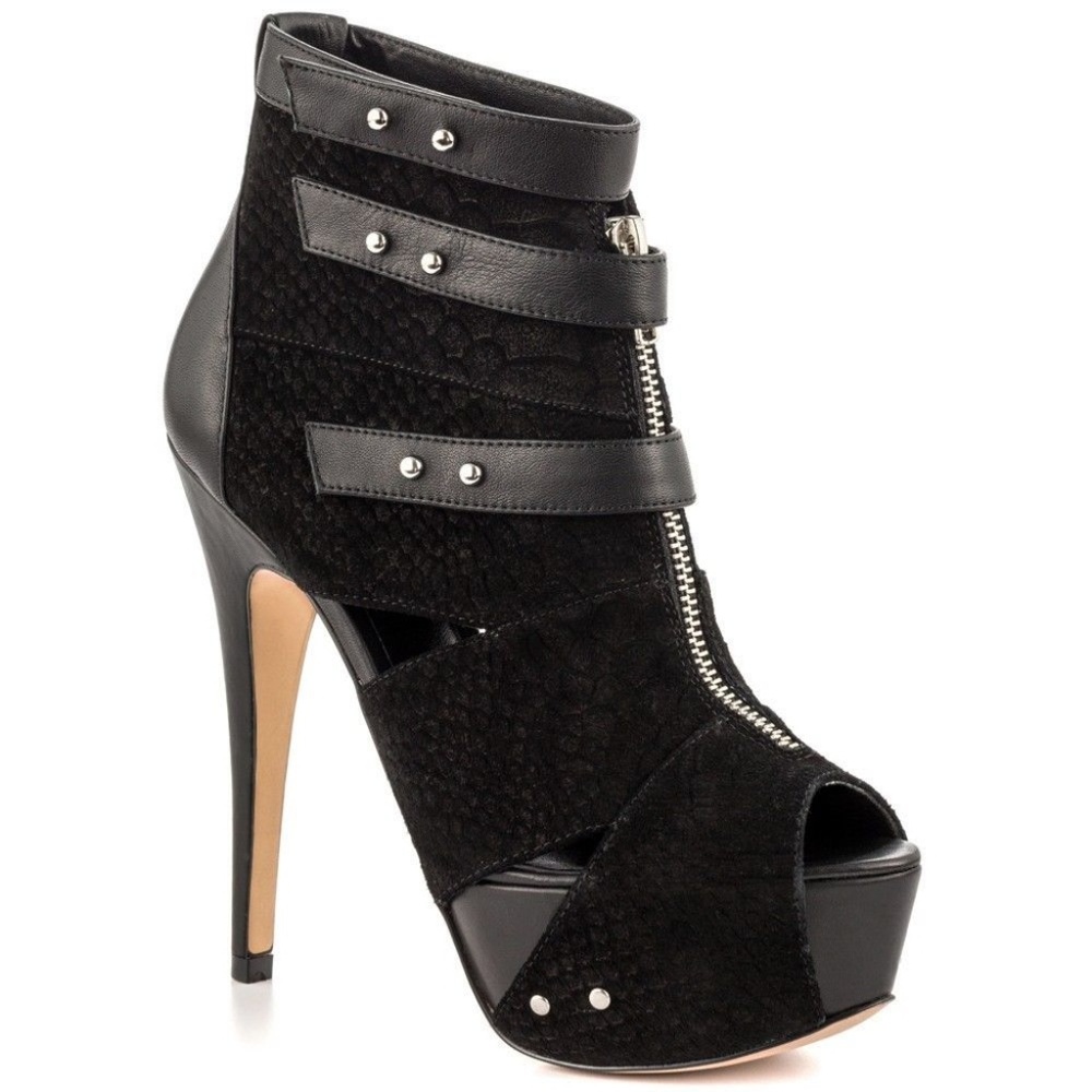 Eroreni Black Snake Platform Heels Kate Fergus 7.5